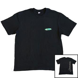 T-shirt, sort med sølvlogo på ryg. Str. XXL